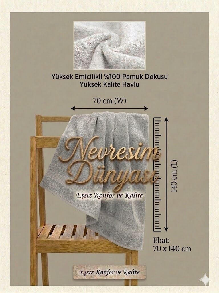 Nevresim Dünyası Prime Havlu 70x140 Gri
