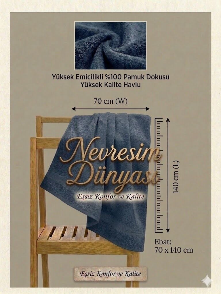 Nevresim Dünyası Prime Havlu 70x140 Lacivert