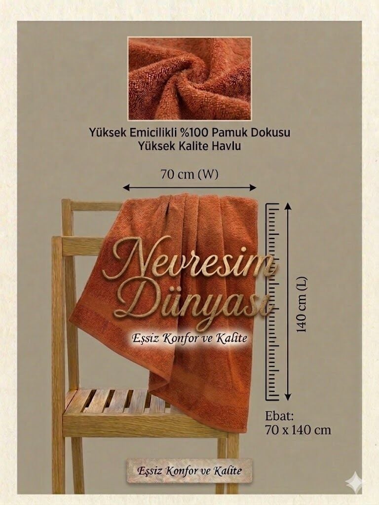 Nevresim Dünyası Prime Havlu 70x140 Kiremit