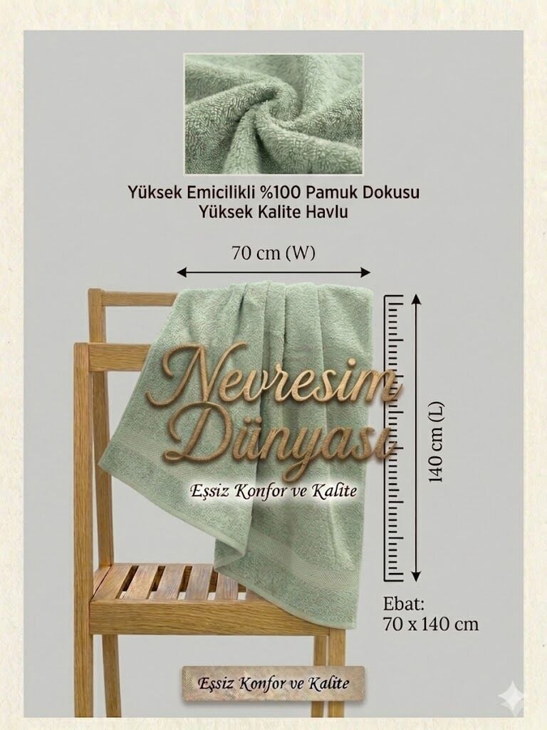 Nevresim Dünyası Prime Havlu 70x140 Su Yeşili