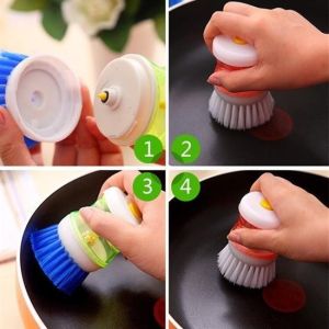 Deterjan Hazneli Kolay Bulaşık Yıkama Fırçası Bulaşık Sünger - Stokta Olan Renk Gönderilir