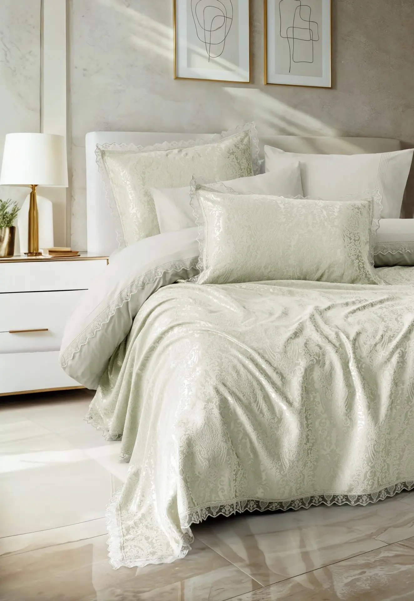 Cotton Box Chi Chi Çift Kişilik Pikeli Nevresim Takımı Velora Adaçayı