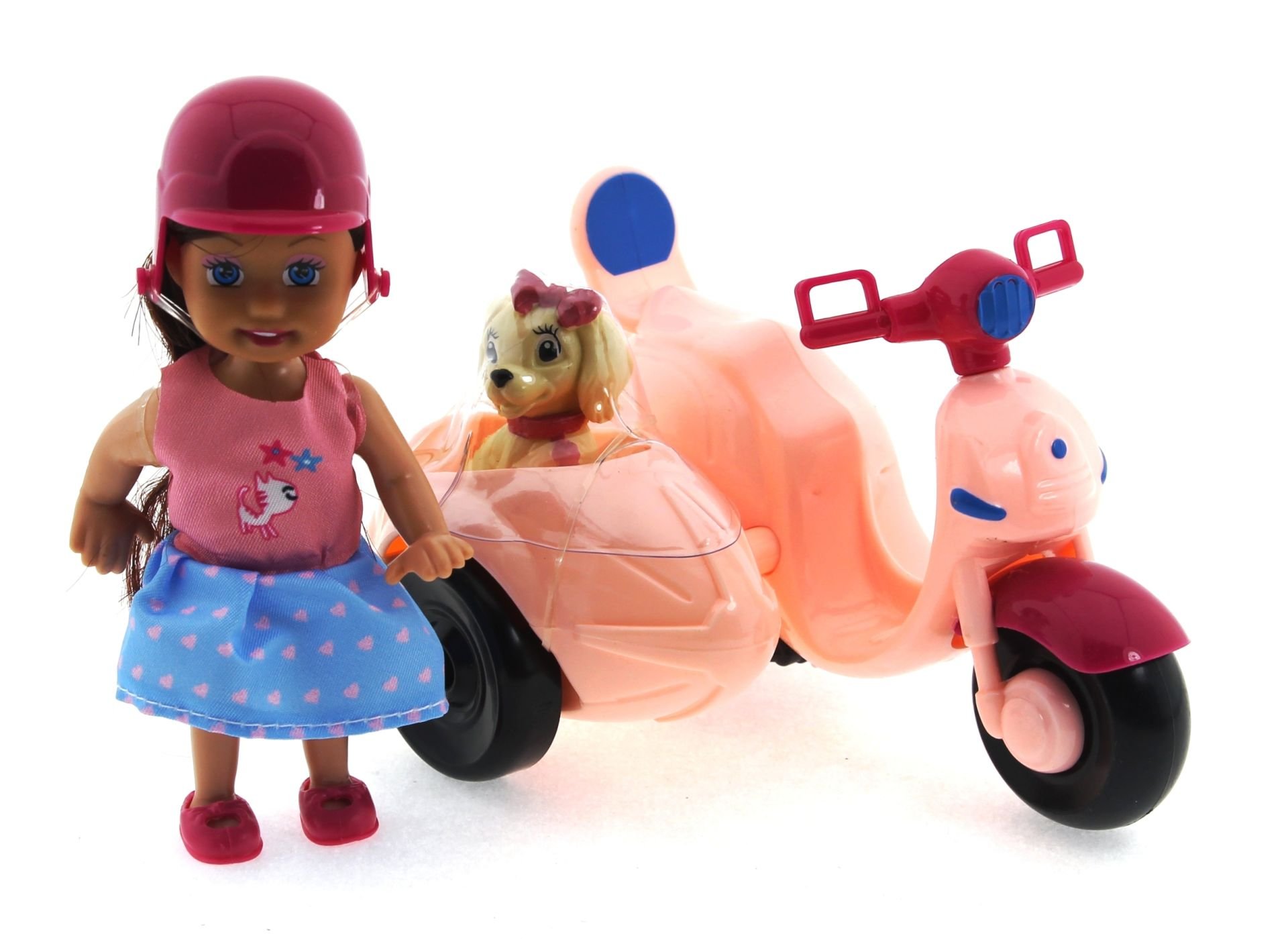 Cute Doll Mini Bebek ve Köpekli Pembe Motorsiklet