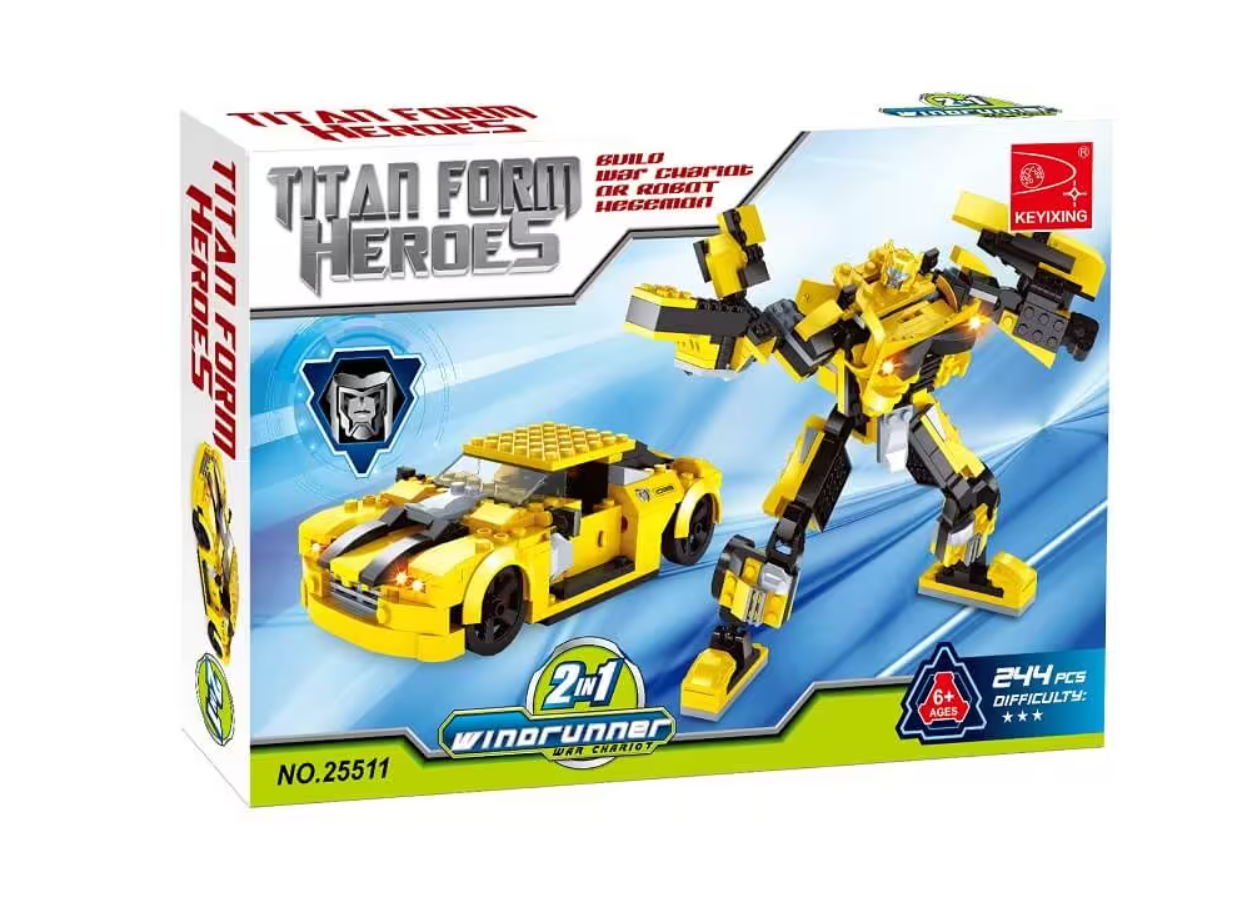 Ausini Titan Form Heroes 244 Parça 2 in 1 Araca Dönüşen Sarı Robot