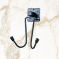 Kendiliğinden Yapışkanlı Siyah Paslanmaz Metal Bornoz ve Havlu Askılığı