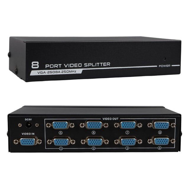 Powermaster VGA-2508A 250 MHz 8 Port 1920x1440 Destekli VGA Video Splitter Dağıtıcı 9 V Adaptörlü