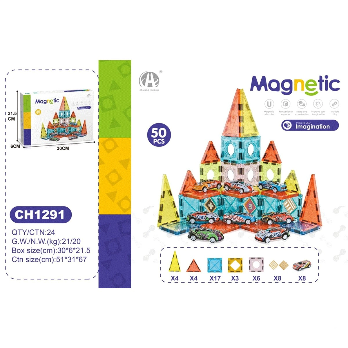 5.5CM Manyetik Blok 50 Parça