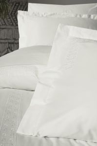 Cotton Box Brode Nakışlı Çift Kişilik Saten Nevresim Takımı Luxe Ekru