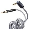 Philips SWR2114F/93 1 Metre 3.5mm Stereo AUX Ses Kablosu 90 Derece L Tipi Açılı Örgülü Zırhlı