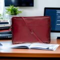 Leeds 16 inç MacBook Ve Pc Uyumlu, Hakiki Deri, El Yapımı Kılıf, Gölgeli Kırmızı
