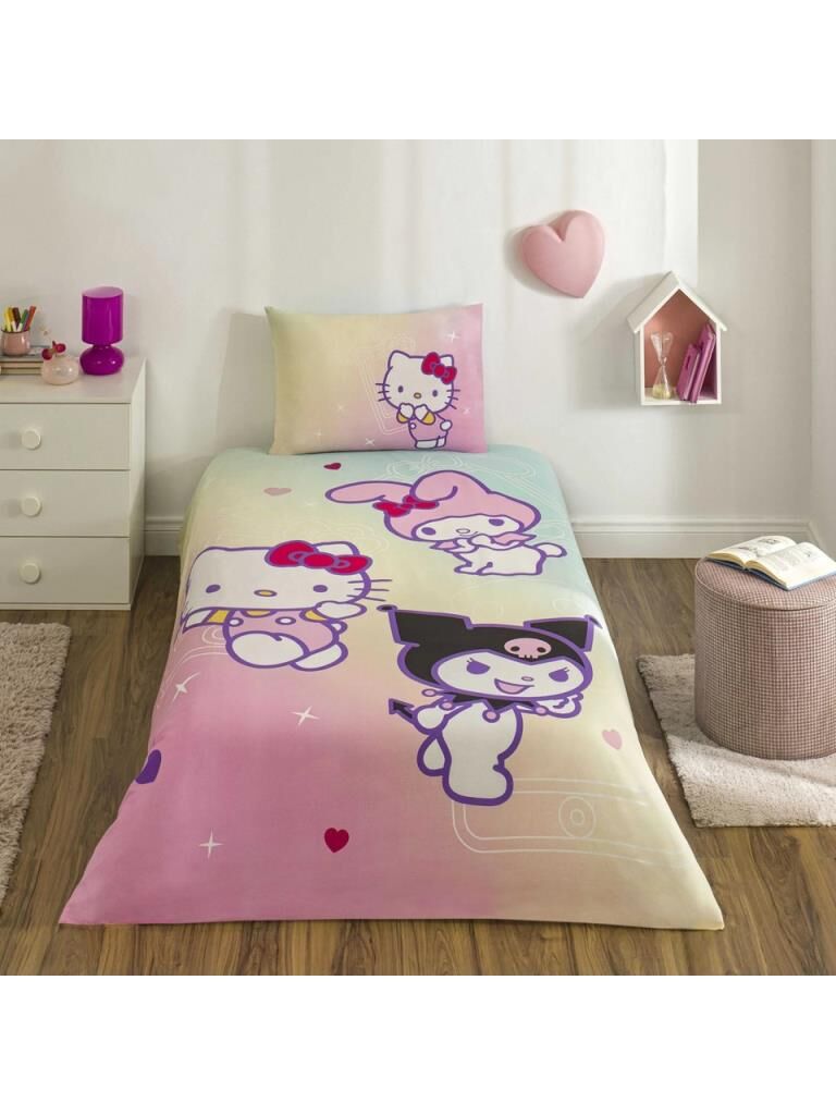 Taç Hello Kitty Friends Tek Kişilik Lisanslı Nevresim Takımı