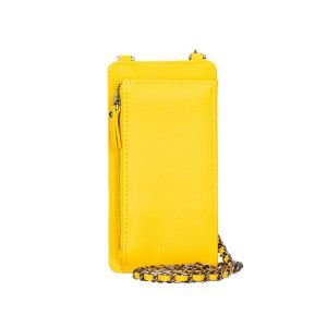 Avjin 6.9 inch Uyumlu Deri Kılıf Cüzdan Askılı FL12 Sarı