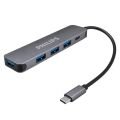 Philips SWR1607K/93 USB-C 5'i 1 Arada Hub Çoklayıcı - 4 Port USB 3.0 + 60W PD Hızlı Şarj Destekli