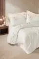 Cotton Box Brode Nakışlı Çift Kişilik Saten Nevresim Takımı Fleurine Somon