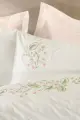 Cotton Box Brode Nakışlı Çift Kişilik Saten Nevresim Takımı Fleurine Somon