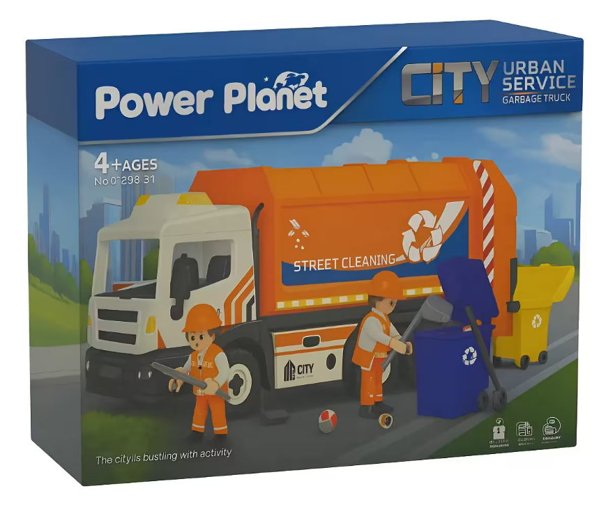 Power Planet City Sesli ve Işıklı Sök Tak Turuncu Çöp Kamyonu
