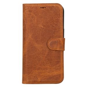 Apple iPhone 15 Pro Max Uyumlu Deri Cüzdanlı Kılıf MWWN G19 Taba