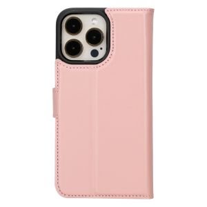 Apple iPhone 15 Pro Max Uyumlu Deri Cüzdanlı Kılıf MWWN NU2 Pembe