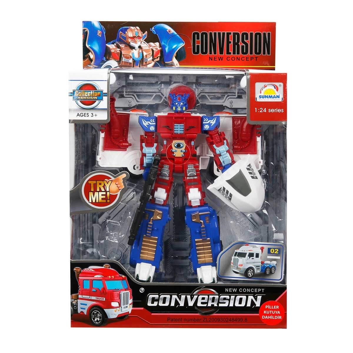 1:24 Sesli ve Işıklı Dönüşebilen Robot 22 cm - S00018992 - 1 Adet Stokta Olan Gönderilir