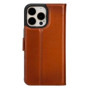 Apple iPhone 15 Pro Max Uyumlu Deri Cüzdanlı Kılıf MWWN RST2EF Taba