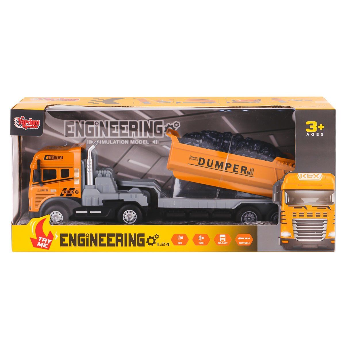 KLX800-241-42-43-44 Işıklı Müzikli İnşaat Tırı 1:24 -  1 Adet Stokta Olan Gönderilir