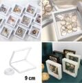 9x9 cm Standlı 3D Takı Ziynet Hatıra Koleksiyon Saklama Kutusu Şeffaf Film Çerçevesi
