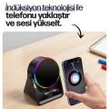 Enkado EKD-S10 5W İndüksiyonlu Bluetooth Hoparlör Ses Yükselten 2000mAh RGB Işıklı Standlı Speaker