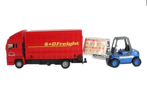 Man Kırmızı Kamyon ve Forklift