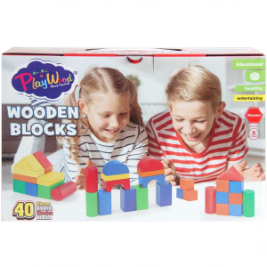 Playwood Kutuda Ahşap Renkli Bloklar 40 Parça