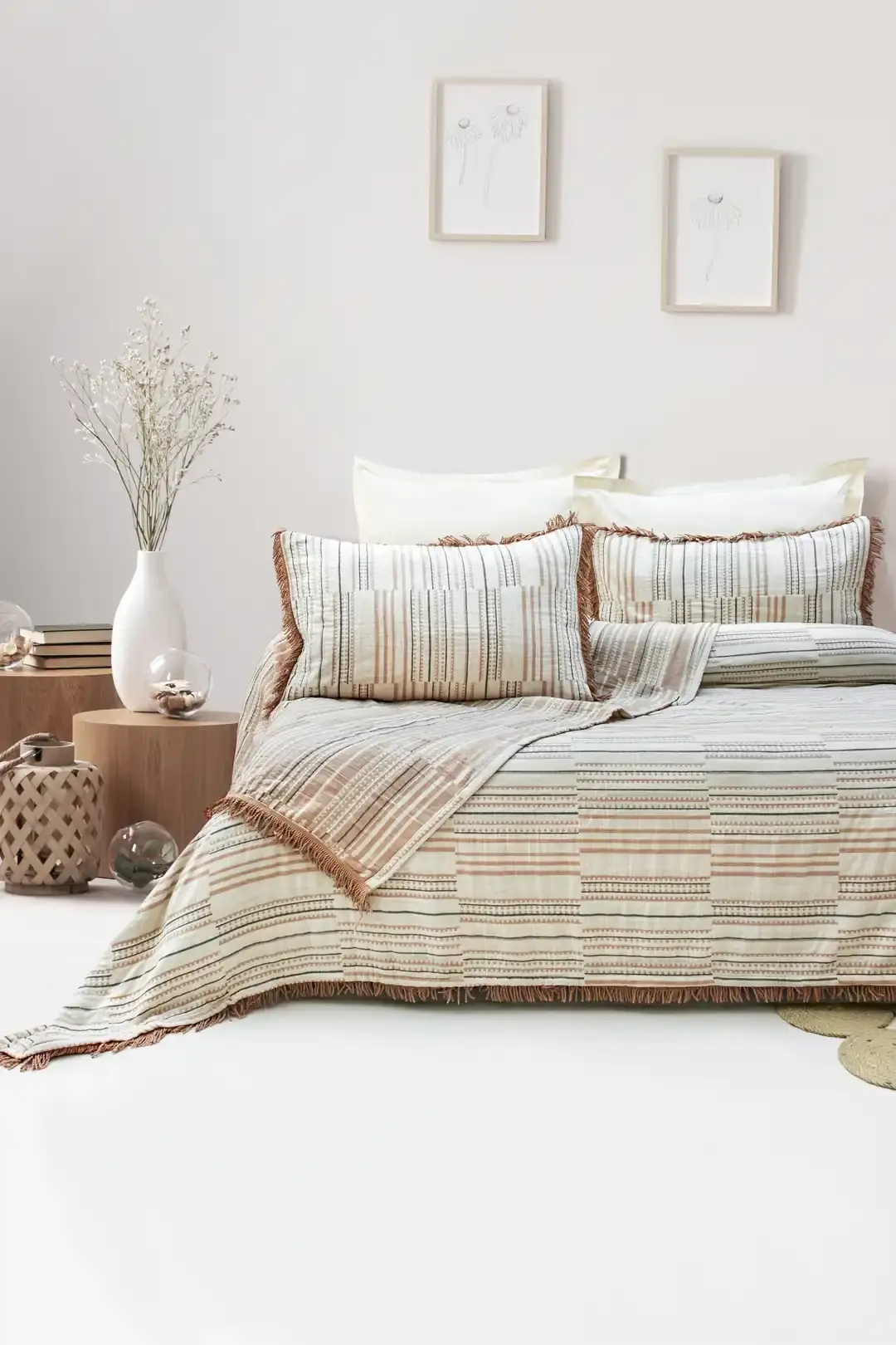 Şaheser Home Collection Yatak Örtüsü Çift Kişilik Müslin Lia Kiremit