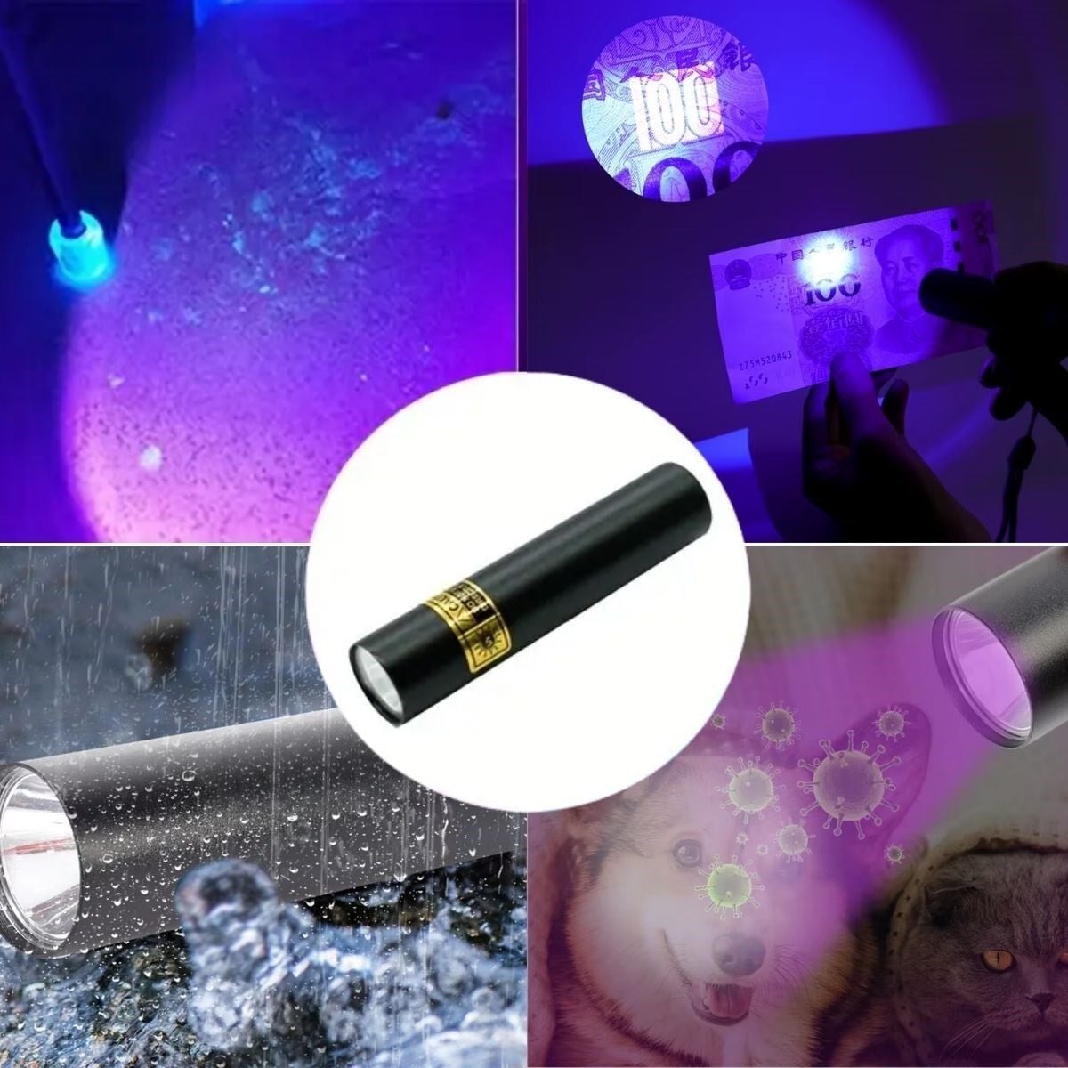 Mini Cep Boy USB İle Şarj Olan Oje Kurutucu Sahte Para Kontol LED UV Mor Işık El Feneri