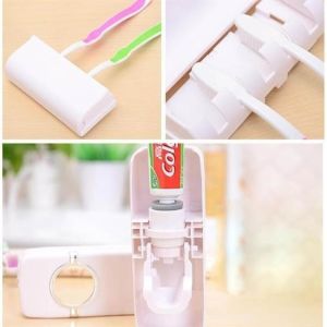 Otomatik Diş Macunu Sıkacağı ve 5 Adet Diş Fırası Tutacağı Diş Fırçalığı