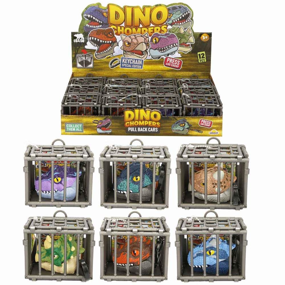 Crazoo Çek Bırak Kafesli Dinozor Araba ve Anahtarlık - 1 Adet Stokta Olan Gönderilir