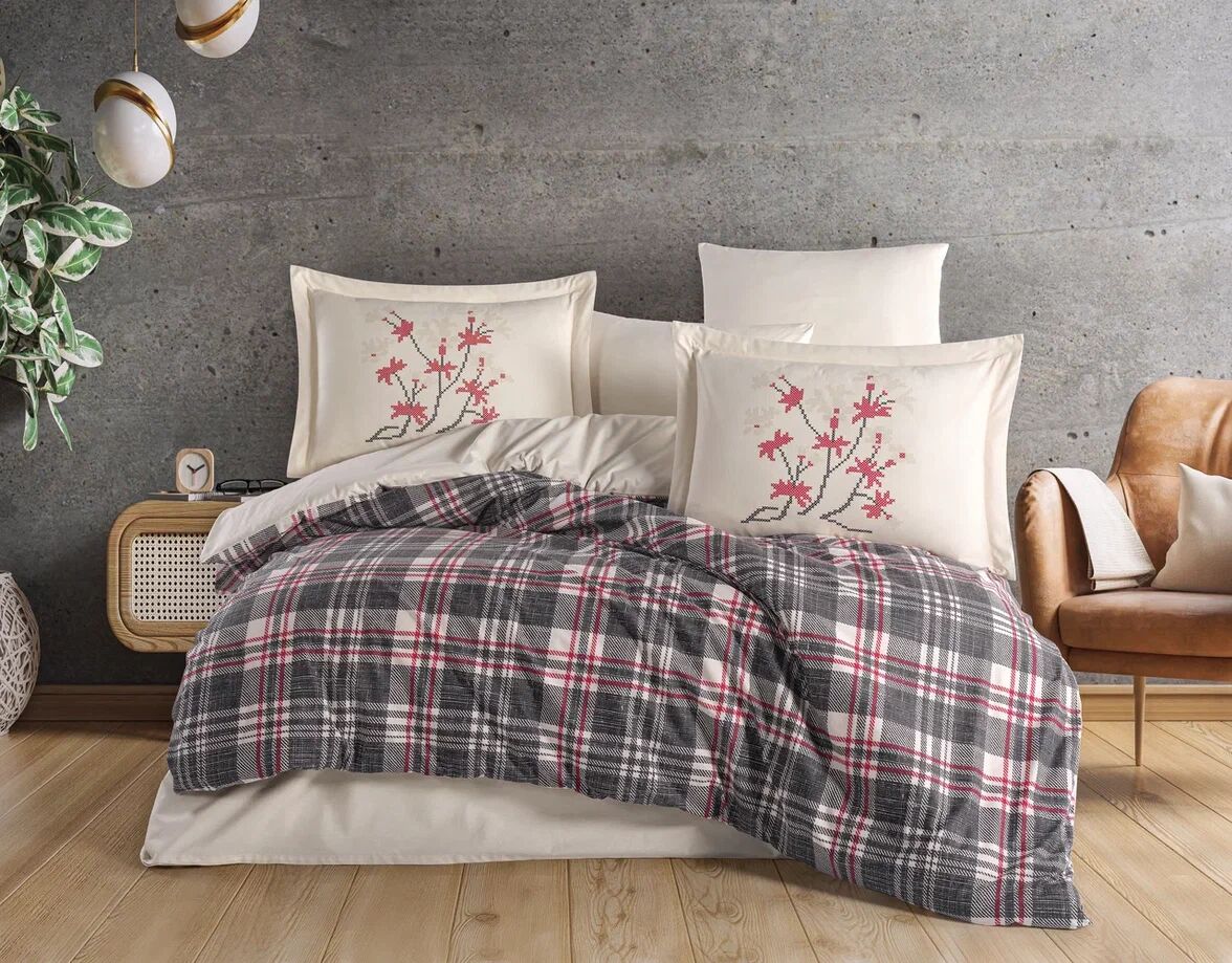 Hobby Çift Kişilik Poplin Nevresim Margeret Siyah