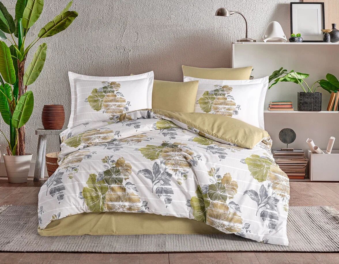 Hobby Çift Kişilik Poplin Nevresim Sara Yeşil