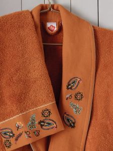 Cotton Box Folk Art Aile Bornoz Seti Dalila Tarçın-Antrasit