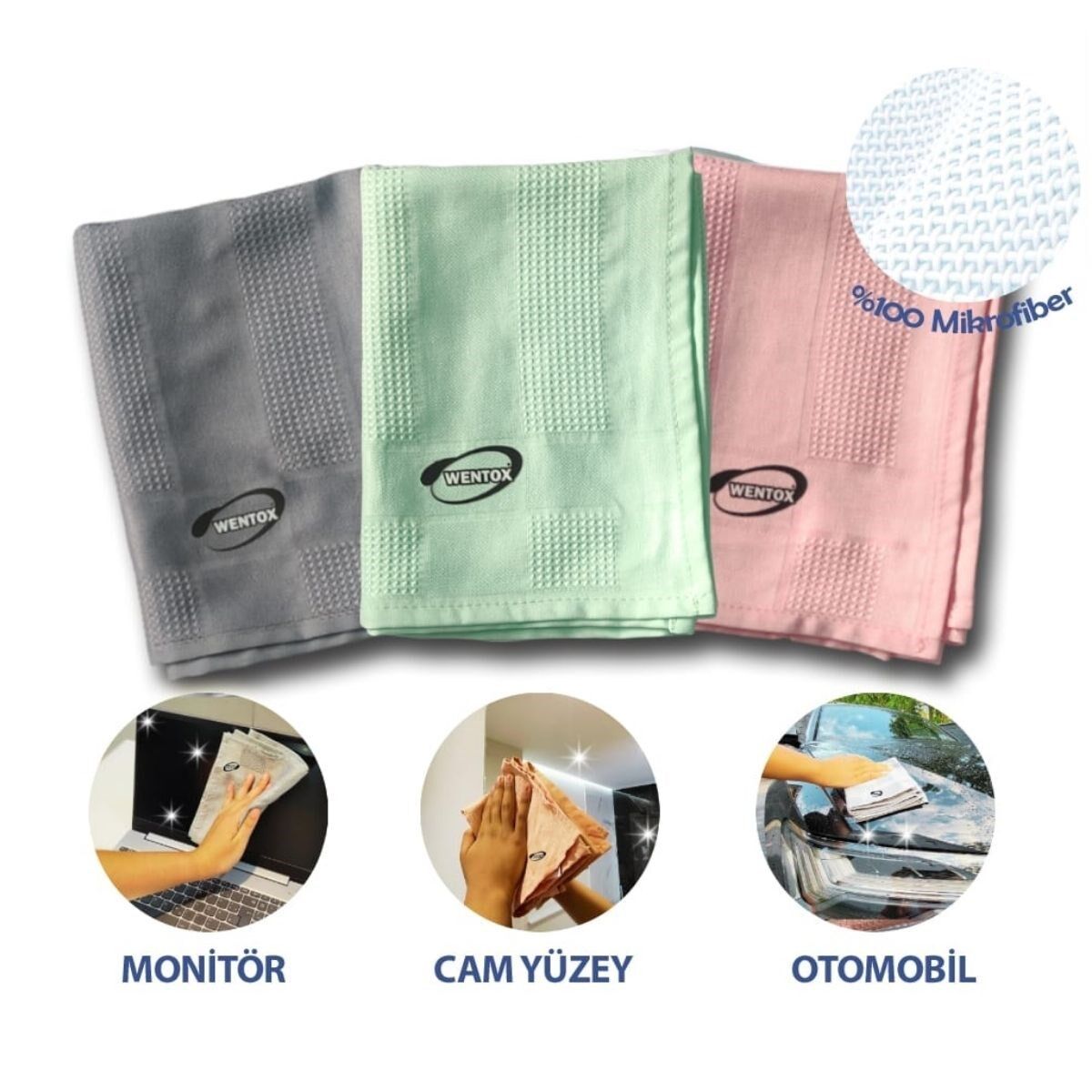 İz Bırakmayan Mikrofiber Temizlik Bezi 3'lü Set Cam ve Ayna Silme Toz Alma Temizlik Bezi - Stokta Olan Renk Gönderilir