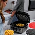 Siyah Isıya Dayanıklı Yıkanılabilir Silikon Fırın Ve Airfryer Yuvarlak Model Pişirme Matı 23 Cm