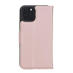 Apple iPhone 11 Pro Uyumlu Deri Cüzdanlı Kılıf Pembe