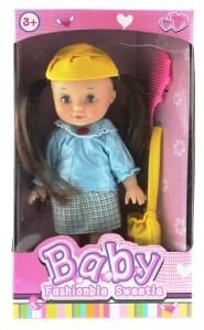 Mavi Saten Elbiseli Et Bebek