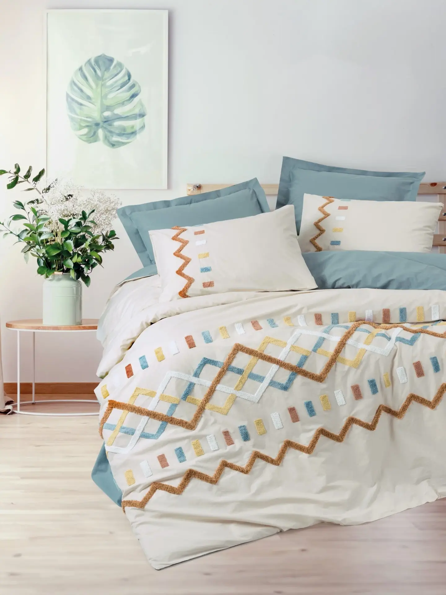 Cotton Box Puff Nakışlı Ranforce Çift Kişilik Nevresim Takımı Mellow Mint