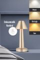 Çatı Model Gold Renk Şarjlı Dokunmatik 3 Renkli LED Masa Lambası
