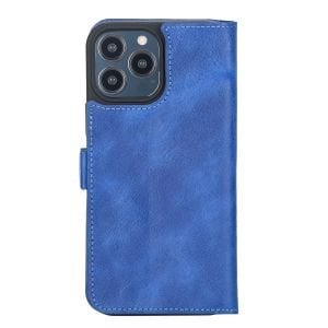 Apple iPhone 13 Pro Max Uyumlu Deri Cüzdanlı Kılıf Okyanus Mavi