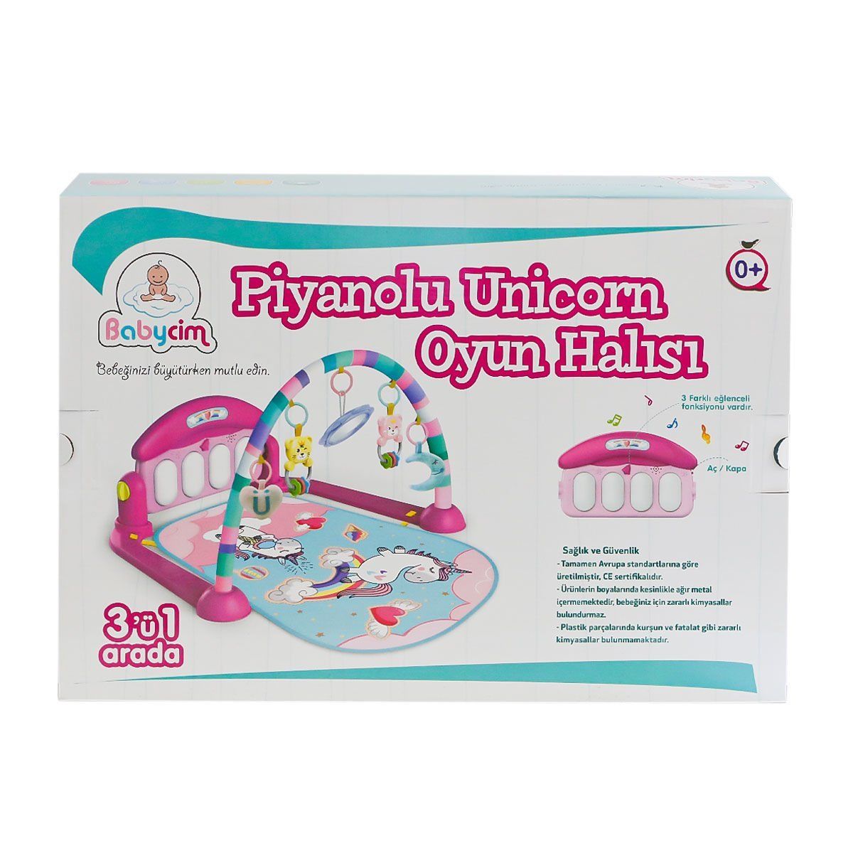 HE0632 HE0639 Pink Babycim Unicorn Pianolu Oyun Halısı 