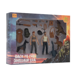 Kadın Erkek Figürlü 3 Dinozorlu ve Aksesuarlı Oyun Seti