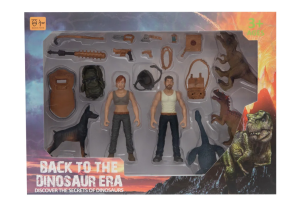 Kadın Erkek Figürlü 3 Dinozorlu ve Aksesuarlı Oyun Seti