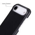 Apple iPhone 17 Air için, Hakiki Deri, El Yapımı Kılıf, Magsafe ile uyumlu, İç Yüzeyi Kadife, Kömür Siyah