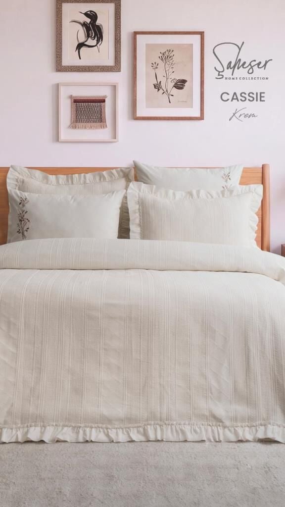 Şaheser Home Collection Yatak Örtüsü Çift Kişilik Cassie Krem