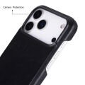 Apple iPhone 17 Pro Max için, Hakiki Deri, El Yapımı Kılıf, Magsafe ile uyumlu, İç Yüzeyi Kadife, Kömür Siyah