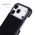 Apple iPhone 17 Pro için, Hakiki Deri, El Yapımı Kılıf, Magsafe ile uyumlu, İç Yüzeyi Kadife, Kömür Siyah